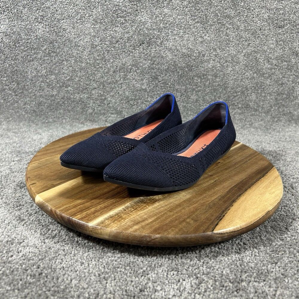 Rothy’s The Point Maritime Women’s 8 Navy Blue Lattice Stitch Pointed Toe Flats - Picture 3 of 12